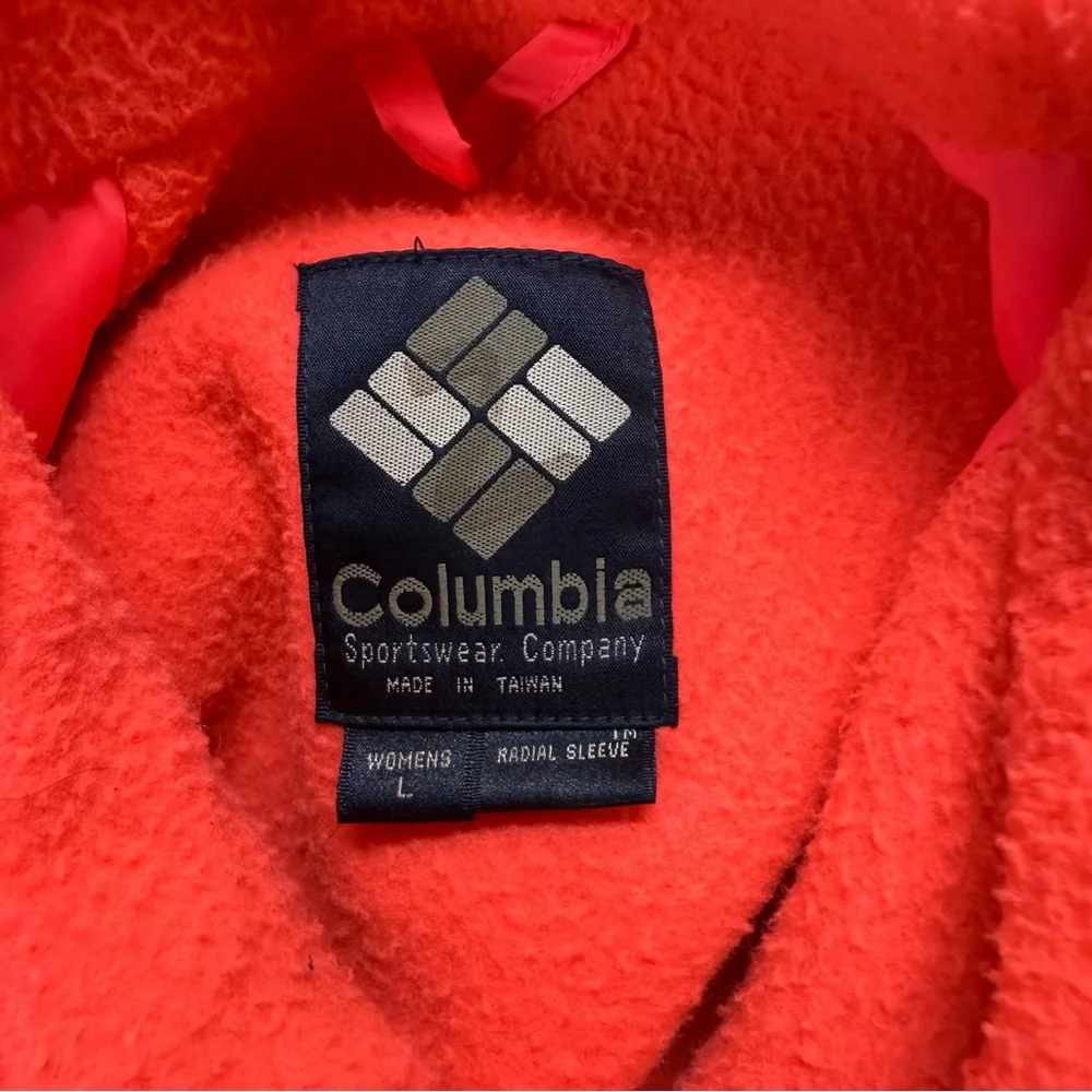 Vintage Columbia Women's Fleece Lined Nylon Jacket Large Fuchsia Pink Orange - Picture 6 of 11